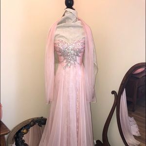 Dulcci Vetan Pink Lace/Chiffon Crystal Beading.